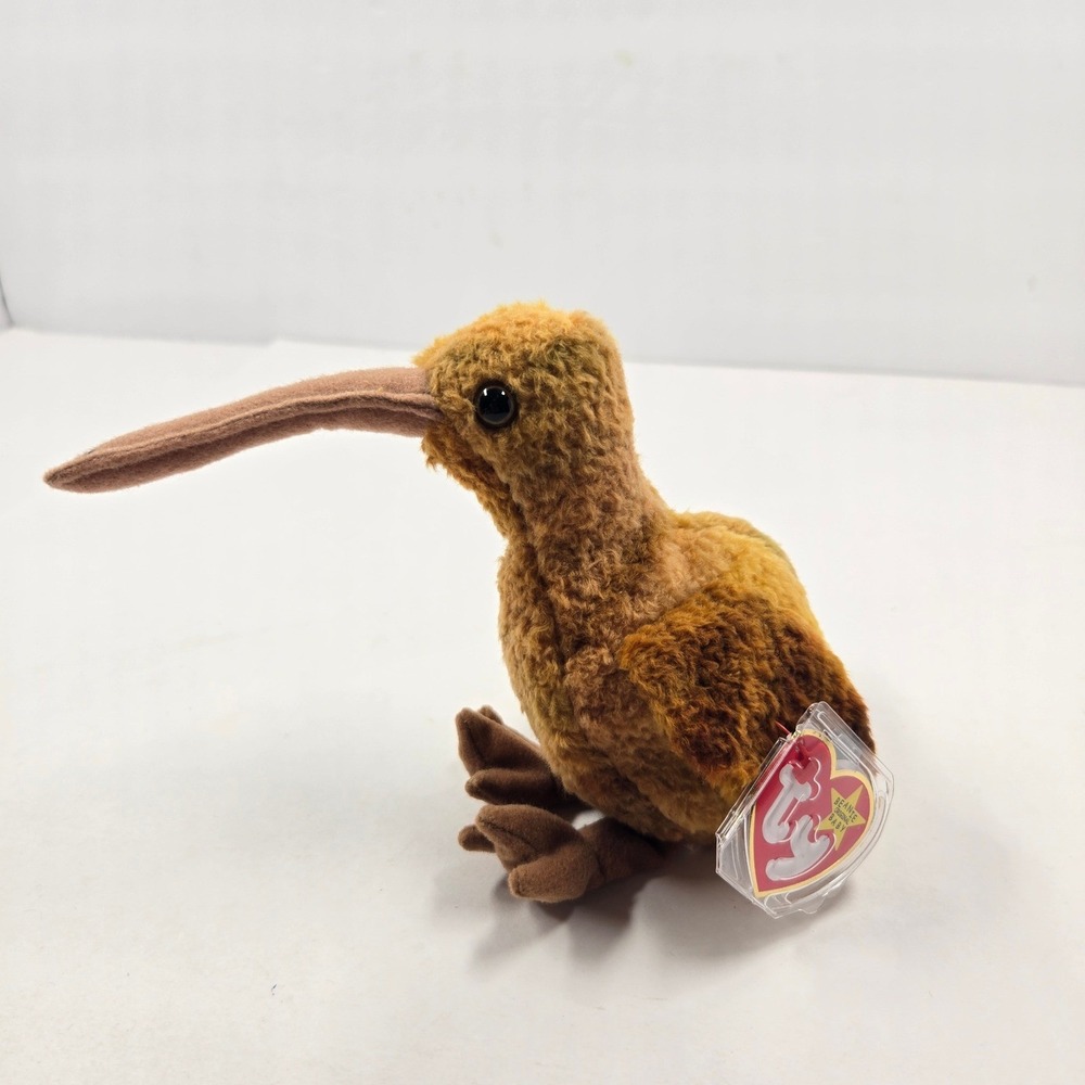 Ty Beanie Baby Beak the Kiwi Bird Brown Plush 1998 Collectible with Tags 4211
